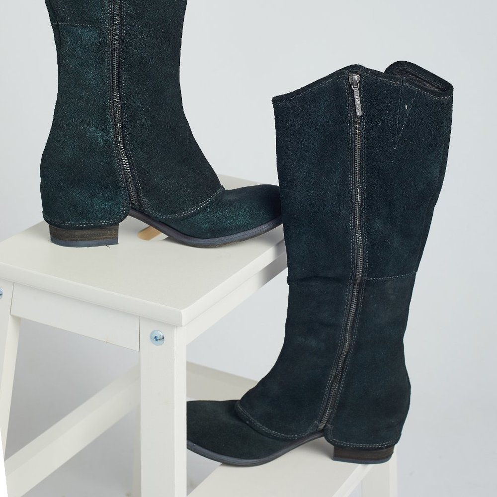 Donald J. Pliner suede tall leather boots in Navy Blue